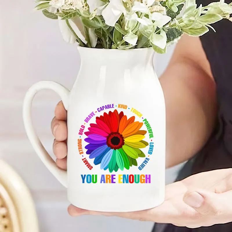 You Are Enough Smart Strong Bold Brave Ceramic Flower Vase