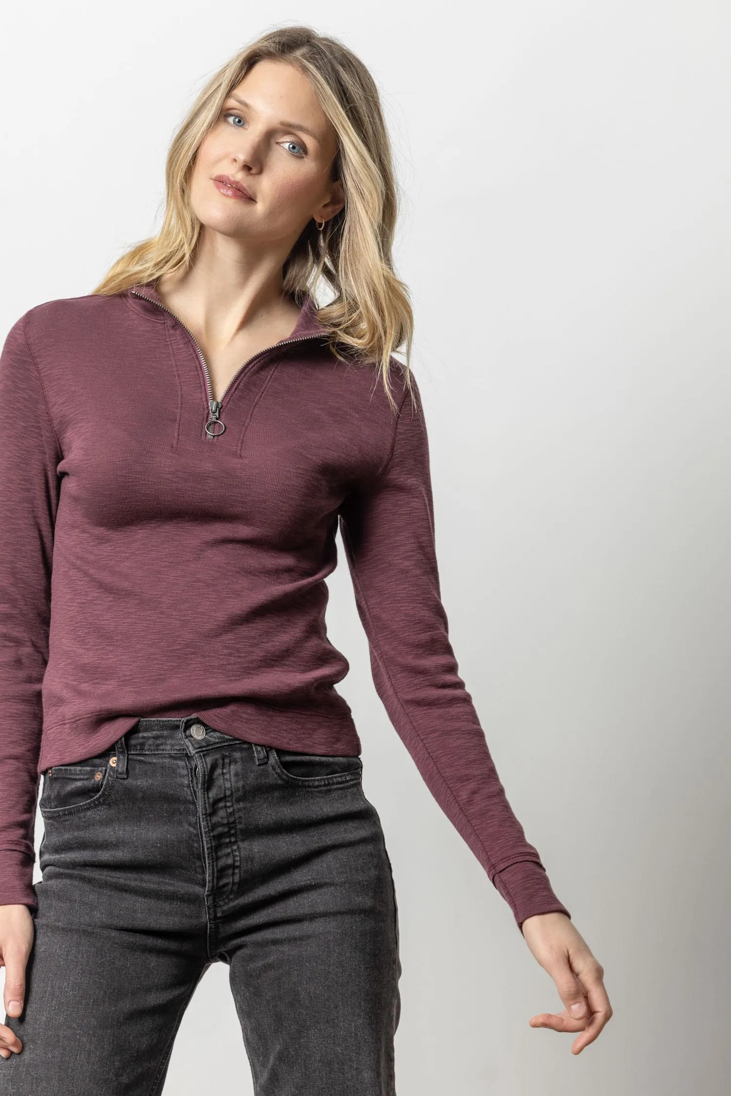 Zip Front Mock Neck